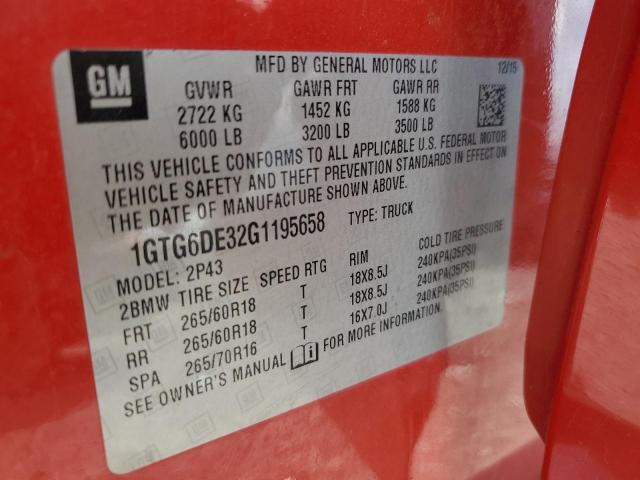 1GTG6DE32G1195658 GMC CANYON SLT