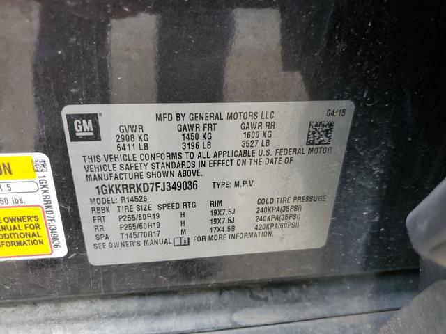 1GKKRRKD7FJ349036 GMC Acadia Slt-1
