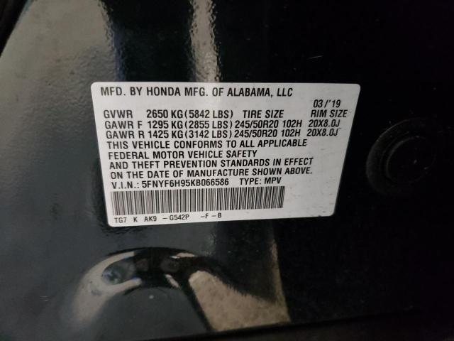 5FNYF6H95KB066586 Honda Pilot Touring