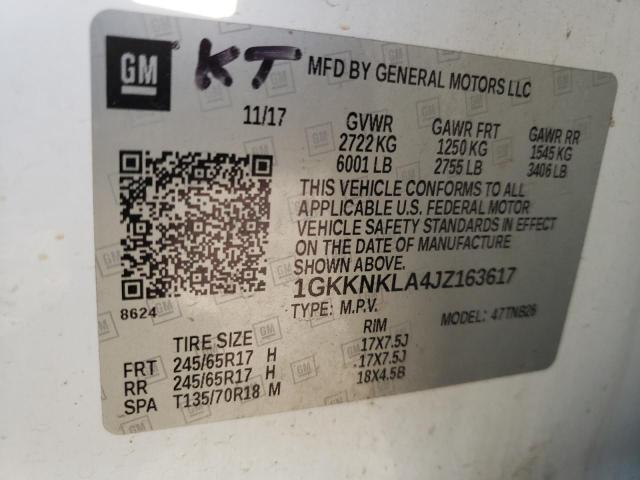 1GKKNKLA4JZ163617 GMC ACADIA SLE