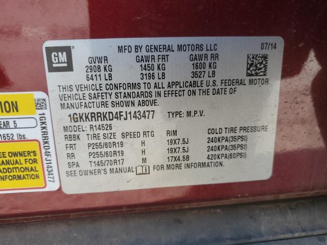 1GKKRRKD4FJ143477 GMC Acadia Slt-1