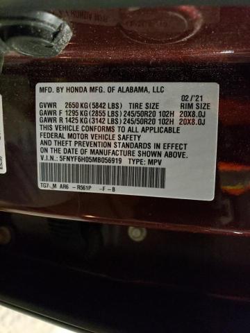 5FNYF6H05MB056919 Honda Pilot Elite