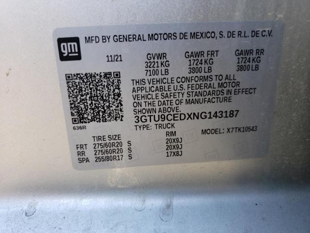 3GTU9CEDXNG143187 GMC Sierra Limited K1500 Elevation