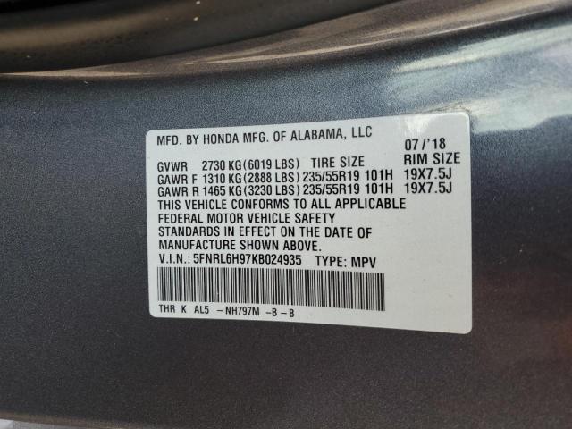 5FNRL6H97KB024935 Honda Odyssey Elite