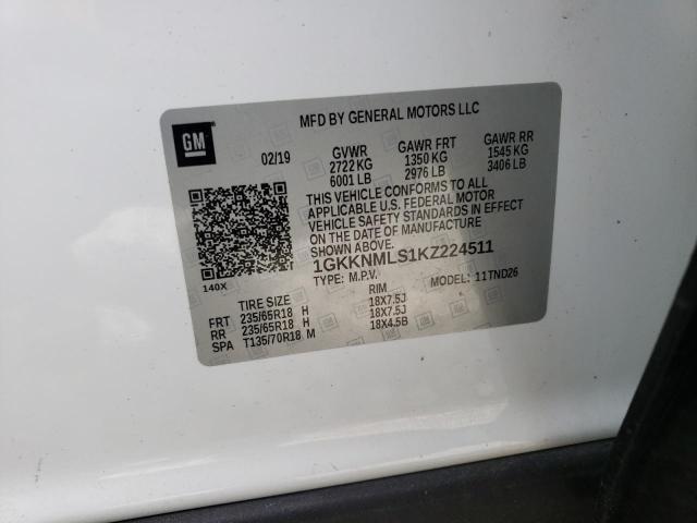 1GKKNMLS1KZ224511 GMC Acadia Slt-1