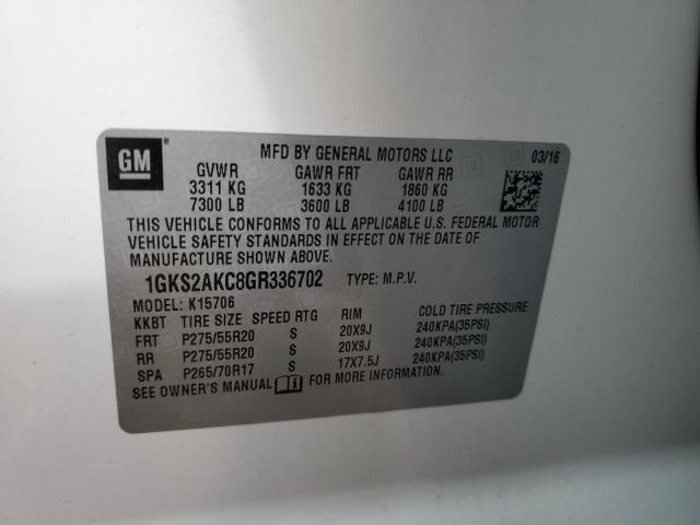 1GKS2AKC8GR336702 GMC YUKON SLE