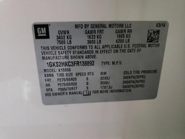 1GKS2HKC3FR138892 GMC Yukon Xl K1500 Slt