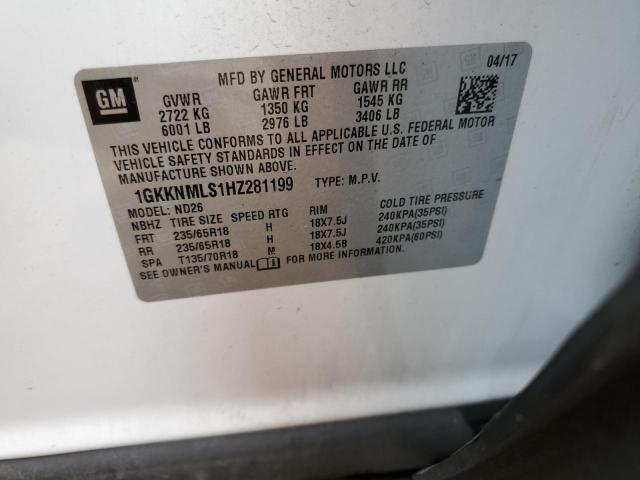 1GKKNMLS1HZ281199 GMC Acadia Slt-1