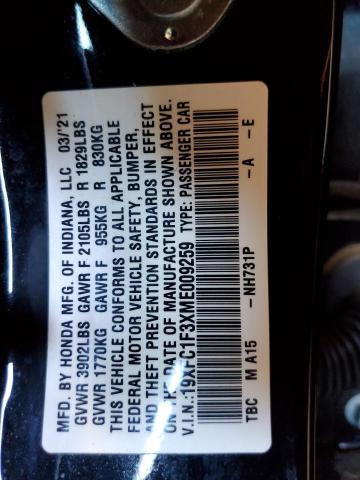 19XFC1F3XME009259 Honda CIVIC EX