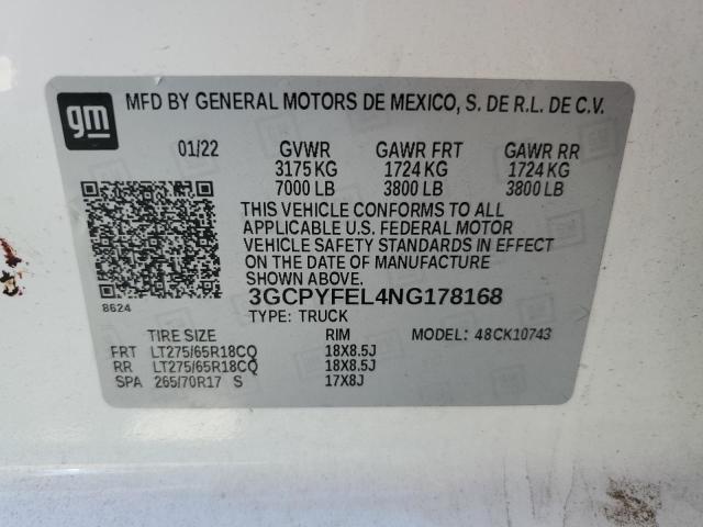 3GCPYFEL4NG178168 Chevrolet Silverado Ltd K1500 Lt Trail Boss