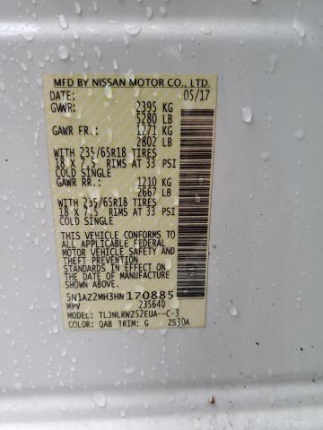 5N1AZ2MH3HN170885 Nissan MURANO S