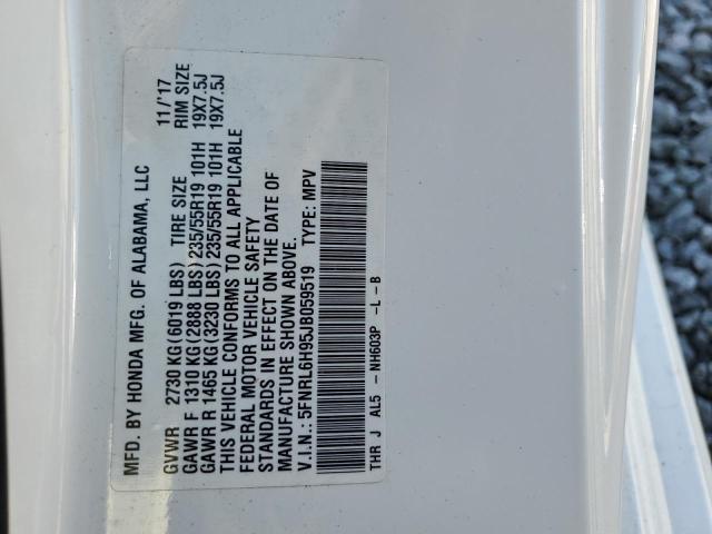 5FNRL6H95JB059519 Honda Odyssey Elite