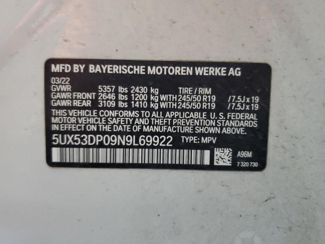 5UX53DP09N9L69922 BMW X3 Xdrive30i
