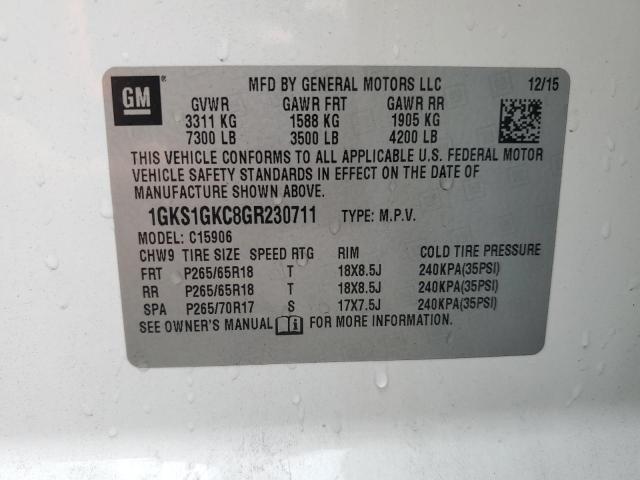 1GKS1GKC8GR230711 GMC Yukon Xl C1500 Slt