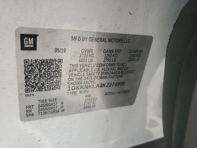 1GKKNKLA4KZ274900 GMC ACADIA SLE
