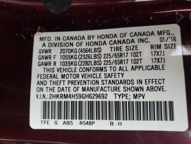 2HKRM4H59GH629692 Honda CR-V EX