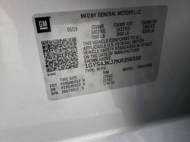 1GYS4JKJ7KR356558 Cadillac Escalade Esv Premium Luxury