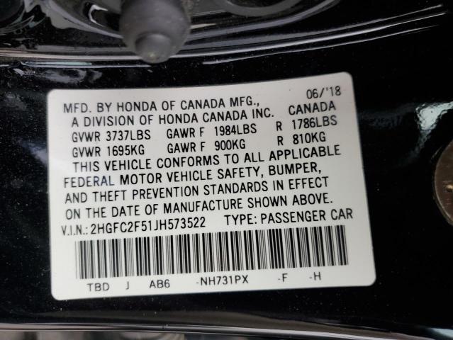 2HGFC2F51JH573522 Honda Civic Lx