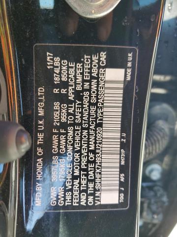 SHHFK7H93JU210920 Honda Civic Sport Touring