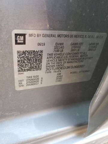 3GTU9DED3KG266007 GMC Sierra K1500 Slt