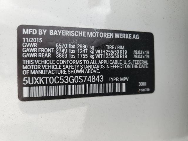 5UXKT0C53G0S74843 BMW X5 Xdr40e