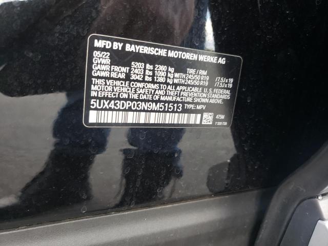 5UX43DP03N9M51513 BMW X3 Sdrive30i