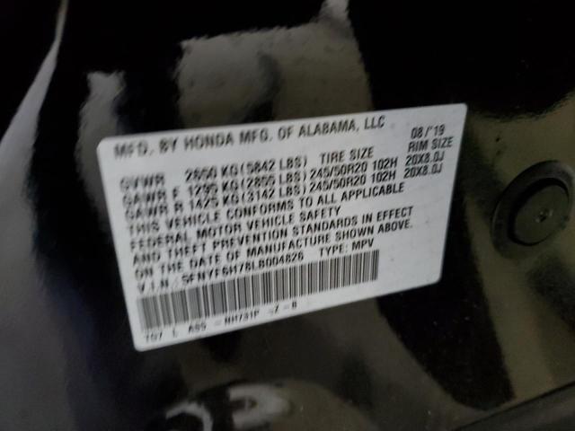 5FNYF6H78LB004826 Honda Pilot Black