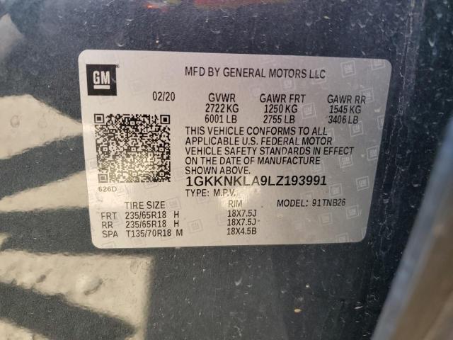 1GKKNKLA9LZ193991 GMC ACADIA SLE