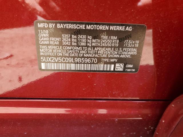5UX2V5C09L9B59670 BMW X4 Xdrivem40i