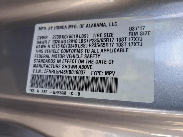 5FNRL5H46HB019037 Honda ODYSSEY EX