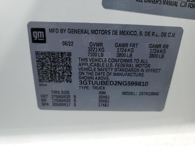 3GTUUBED2NG599810 GMC Sierra K1500 Sle
