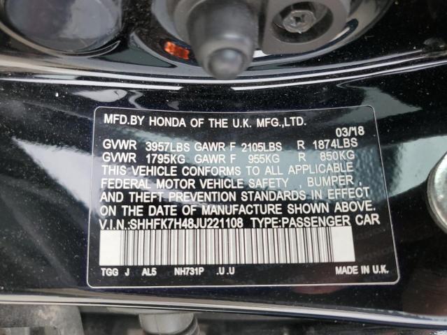 SHHFK7H48JU221108 Honda Civic Sport