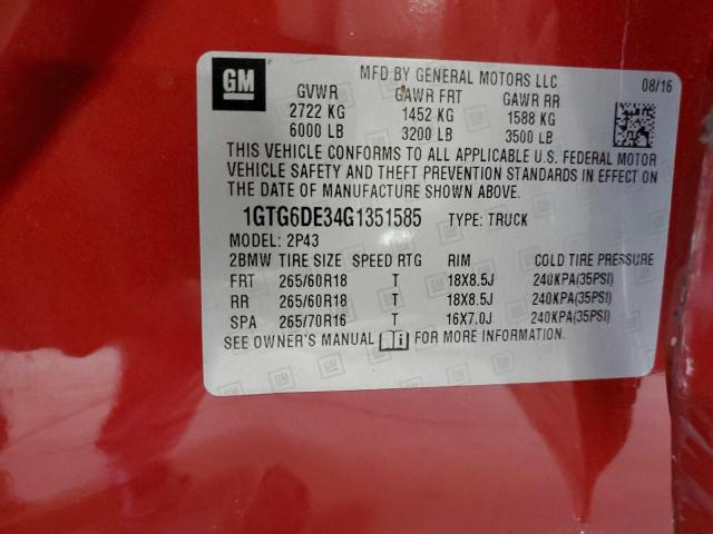 1GTG6DE34G1351585 GMC CANYON SLT