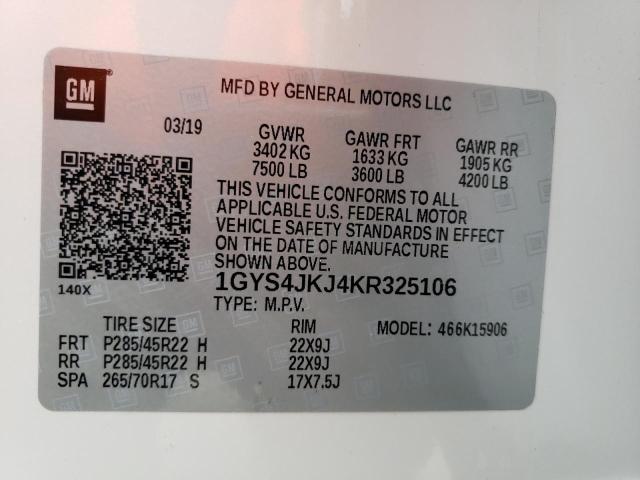 1GYS4JKJ4KR325106 Cadillac Escalade Esv Premium Luxury
