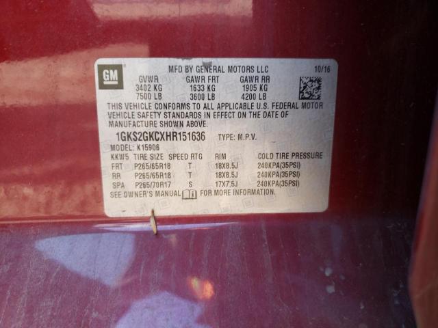 1GKS2GKCXHR151636 GMC Yukon Xl K1500 Slt