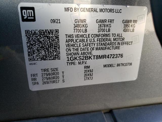 1GKS2BKT8MR472376 GMC YUKON SLT