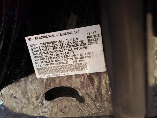 5FNYF6H92HB097285 Honda Pilot Touring