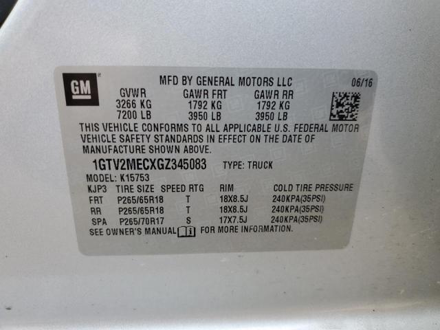 1GTV2MECXGZ345083 GMC Sierra K1500 Sle