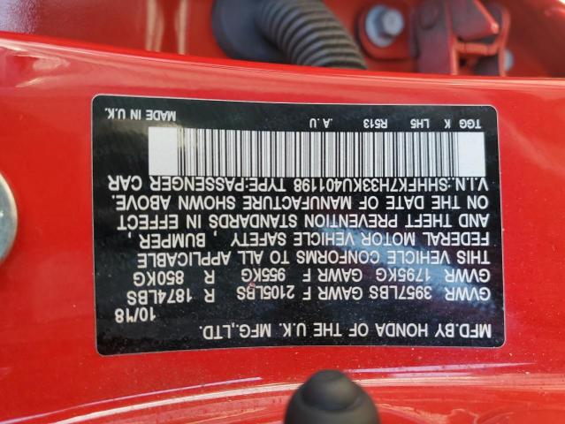 SHHFK7H33KU401198 Honda Civic Lx