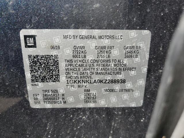 1GKKNKLA0KZ288938 GMC ACADIA SLE