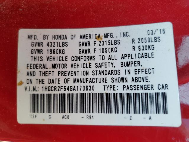 1HGCR2F54GA170630 Honda Accord Sport
