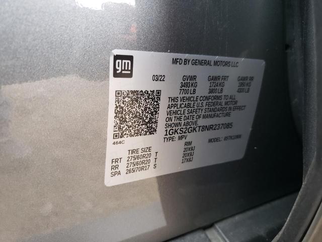 1GKS2GKT8NR237085 GMC Yukon Xl K1500 Slt