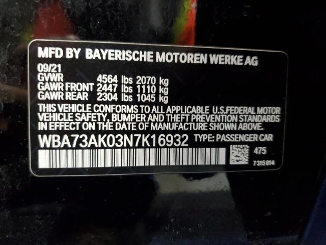 WBA73AK03N7K16932 BMW 228XI