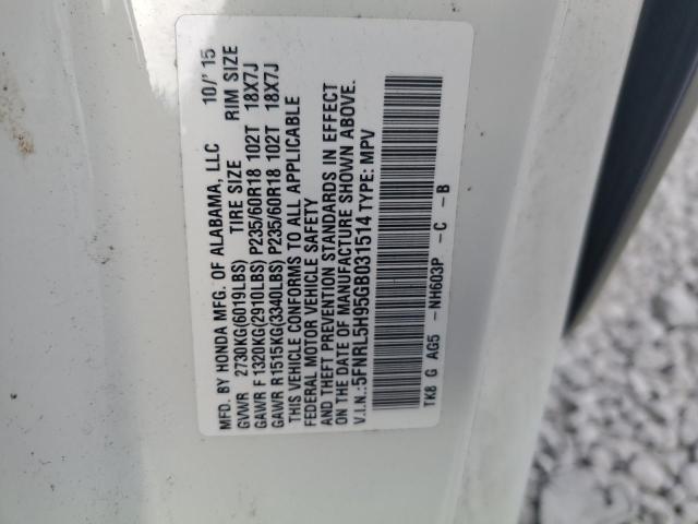 5FNRL5H95GB031514 Honda Odyssey Touring
