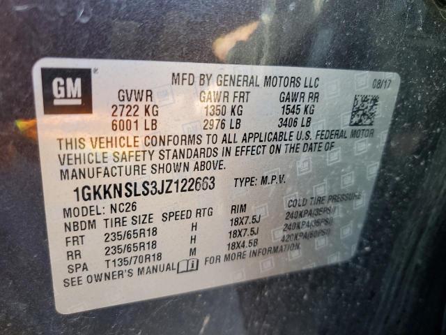 1GKKNSLS3JZ122663 GMC ACADIA SLE