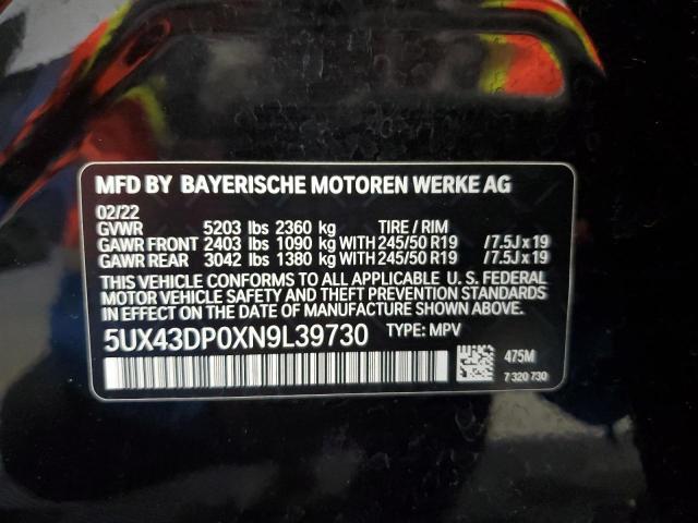 5UX43DP0XN9L39730 BMW X3 Sdrive30i