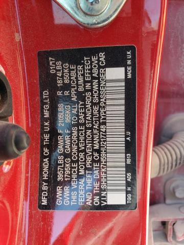 SHHFK7H59HU217748 Honda CIVIC EX