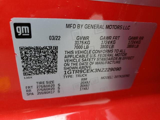 1GTR9CEK3NZ229090 GMC Sierra Limited K1500 Elevation