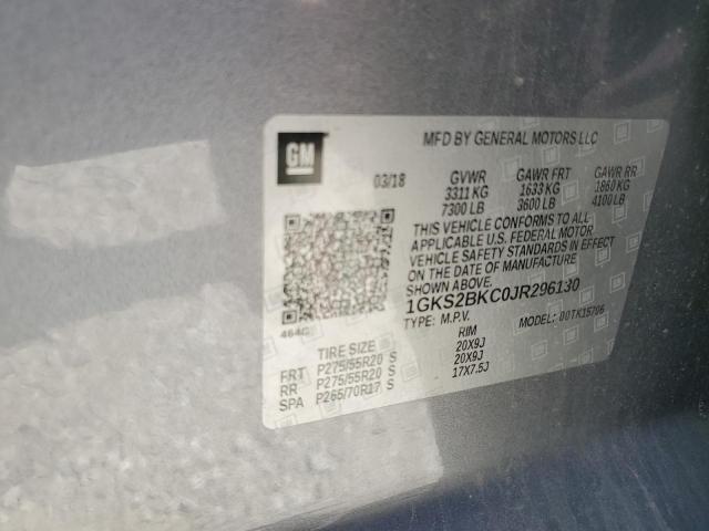 1GKS2BKC0JR296130 GMC YUKON SLT