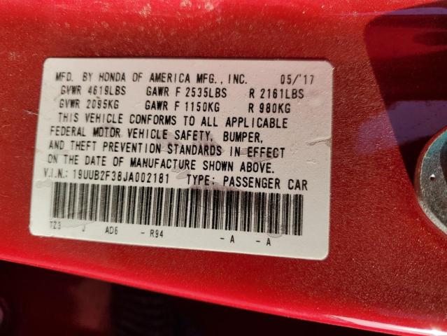 19UUB2F38JA002181 Acura TLX